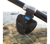 Herramientas de pesca al aire libre, luz LED electrónica negra, mordedura de pez, alarma con luz de sonido, Clip en caña de pescar rojo