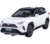 Modelo de coche todoterreno Toyota RAV4 de aleación 1/32, juguete de metal fundido a presión, simulación de vehículos todoterreno con sonido y luz, juguetes de colección para niños blanco
