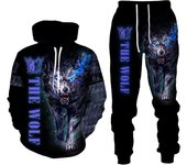 The Wolf King-Conjunto de suéter con capucha para hombre, ropa deportiva con estampado 3D de otoño e invierno, chándal de manga larga XS