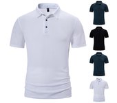 Camisetas casuales de manga corta para hombre Camiseta de solapa transpirable de manga corta de verano para hombre L negro