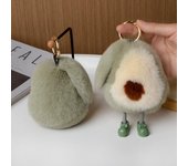 Lindo llavero de coche con forma de conejo Rex, con forma de vaca, aceite y fruta, accesorio para colgar en el coche, muñeco de peluche rojo de red, accesorio para colgar en la mochila.