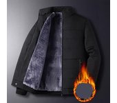Chaquetas de algodón para hombres de mediana edad y mayores con abrigos de terciopelo grueso, chaquetas de algodón para hombres de mediana edad, ropa de invierno abrigada XXXXL negro