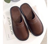 Zapatillas de hombre para otoño e invierno, zapatos de interior de talla grande, zapatillas de hombre de color azul marino concisas, zapatillas de casa sencillas de cuero para hombre 35-36 azul