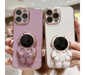 Funda de teléfono suave con soporte plegable con revestimiento de astronauta 3d para Iphone 14 13 12 11 Pro Max 13 Mini Xr Xs 7 8 Plus Se 2022 2020 For iPhone 7 blanco