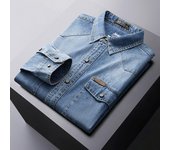 Camisa vaquera de otoño para hombre, camisa retro informal de manga larga XXXXXL negro