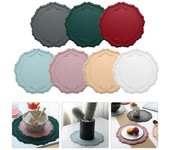 1 pieza Encaje Silicona Posavasos Individual Relieve Fondo Antideslizante Decoración de Mesa Alfombrilla Accesorios de Cocina Redondo Apoya Vasos Almohadilla para Vajilla blanco