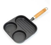Sartén cuadrada antiadherente para parrilla, de 3 secciones, versátil, para desayuno, con división para huevos, para estufa