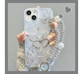 Pulsera de mariposa para iPhone 15: Carcasa rígida de silicona con diseño elegante para Apple 14/13 Pro Max. iPhone15