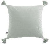Coussin déhoussable avec pompons  Gaïa  40 x 40 cm  Gaze de Coton  - Gaïa Eucalyptus