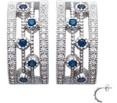 Les Trésors De Lily [L6280] - Demi-créoles Argent 'Sissi' bleu blanc argenté (rhodié) - 15x7 mm