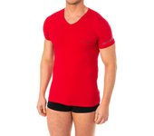 Camiseta manga corta y cuello en pico 110810-8P723 para Hombre S rojo