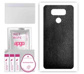 Adhesivo protector trasero apgo compatible con LG G6, lámina de vinilo - Patrón de cuero negro