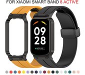 Correa de silicona para Xiaomi Smart Band 8 Active Watch Band Metal hebilla magnética pulsera Correa para Mi Band 8 Active For Mi Band 8 Active rojo
