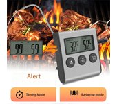 Termómetro digital para cocina, termómetro para carne, temperatura de alimentos para horno, barbacoa, parrilla, función de temporizador con sonda, medidor de calor para cocinar