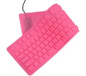 Teclado plegable Flexible de silicona USB de 108 teclas, teclas silenciosas USB impermeables a prueba de polvo para ordenador portátil color rosa