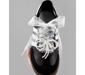 Cordón plano de encaje elegante de 2,9 cm de ancho para zapatillas de deporte de mujer, zapatos casuales, cordones blancos y negros, accesorios blanco