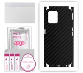 apgo Protective Skin Sticker for the back+sides compatible with Realme 8i, Full Wrap Film, Foil, Vinyl - Pattern Carbon Black
