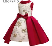 Vestido de princesa para niñas, vestido formal para fiesta de Nochebuena, vestido de cumpleaños 3-4Y rojo