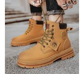 Nuevas botas amarillas de otoño y primavera para amantes del trabajo, botas grandes de cabeza redonda, botas de moto para hombre, zapatos D319 39 amarillo