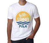Camiseta gráfica vintage para hombre. Es hora de saludar al verano en blanco pola. XS blanco