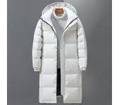 Chaqueta de plumón de estilo europeo y americano de invierno para hombre, chaqueta larga por encima de la rodilla para hombre joven, cálida chaqueta con capucha de plumón de pato blanco para exteriores S blanco