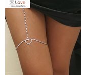 Cadena para pierna con forma de corazón de cristal bohemio de Stonefans, joyería sexy para muslos para mujer, joyería para cintura, vientre, cuerpo, cadena de liga para pierna con diamantes de imitación