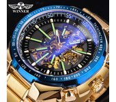 WINNER Reloj mecánico automático impermeable para hombre, ahuecado, fresco, mecánico