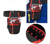 Riñonera con múltiples bolsillos para herramientas, resistente al agua, kit de herramientas para electricistas, taladro, destornillador, organizador de hardware negro