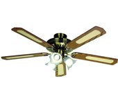 Ventilador de techo reversible FARELEK BALEARES - Ø 132 cm, 5 palas nogal / caña + iluminación 3 tulipas 60 W E27