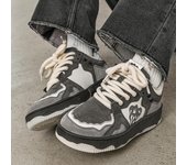 Y2K mujeres coreanas Vintage Casual gris negro mocasines deportivos zapatillas deportivas gruesas zapatillas de tenis con plataforma zapatos planos para hombres 35 negro