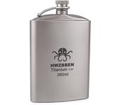 Botella de whisky de titanio para hombre, para acampar al aire libre, mochileros, viajes, picnic, botellas de vino plata