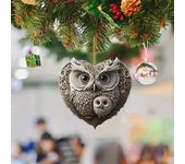 Adorno de búho en forma de corazón para colgar en pareja, adorno de acrílico 2D para árbol de Navidad, para San Valentín, decoración del hogar A