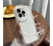 Funda de teléfono transparente de lujo con soporte para iPhone 11, 12, 13, 14, 15, 16 Pro Max, carcasa trasera a prueba de golpes iPhone 16 Pro Max blanco
