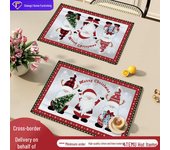 Manteles individuales de lino para Navidad 2024: decoración festiva, diseño aislado e impreso Christmas table mat-10. 30*40CM