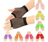 Guantes de rejilla rojos y negros para mujer adulta, de malla transparente, para disfraz, rock, fiesta, club nocturno, sexys y a la moda. blanco