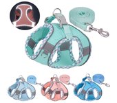 Arnés tipo chaleco para gato para perros pequeños y medianos, conjunto de Correa y arnés, correa para el pecho transpirable para cachorros y gatitos, Chihuahua Yorkies XXS verde