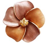 Les Trésors De Lily [R8518] - Broche de diseño 'Scarlett' marrón ámbar (flor) - 50 mm marrón