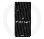 Coque Maniacase pour Samsung Galaxy A50 maserati blanc fond carbonne