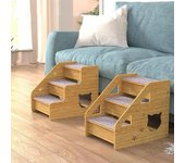 Escaleras y escalones de madera para perros de 3 niveles, para perros medianos y pequeños, gatos mayores, antideslizantes, para camas y coches. M