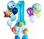 1-9 Years Under Sea Animal Balloon Mermaid Party Decor Starfish Balloons Happy 1 2 3 year Ocean World Birthday Decor Baby Shower