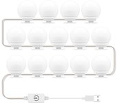 Espejo con luces delanteras, tocador, repuesto para espejo de maquillaje, bombilla tricolor, atenuación, interruptor táctil USB, pulsación prolongada 2 Bulbs