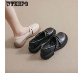 Zapatos de cuero pequeños transpirables de estilo japonés de moda para primavera y otoño, zapatos de mujer con suela gruesa para estudiantes, zapatos planos 35 negro