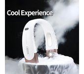 Ventilador de cuello, aire acondicionado portátil, Mini ventilador de refrigeración silencioso, ventilador de cuello sin aspas recargable por Usb blanco