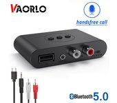 VAORLO Bluetooth 5,0 receptor U Disk RCA 3,5mm AUX Jack adaptador inalámbrico estéreo con micrófono para amplificador de altavoz transmisor de Audio para coche negro