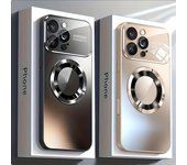 Estuche de carga inalámbrica magnética de lujo para iPhone 16, 15, 14, 13, 12, 11 Pro Max Plus, protección de lente, cubierta mate a prueba de golpes For iPhone 16 Pro Max negro