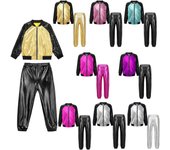 Niños Niños Niñas Jazz Hip Hop Trajes De Baile Metálico Brillante Manga Larga Bomber Chaqueta Y Pantalones De Chándal Conjunto 9-10 Years oro