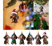 Adornos colgantes para árbol de Navidad Colgantes con forma de perro salchicha para decoraciones navideñas del hogar Colgante de mochila navideña