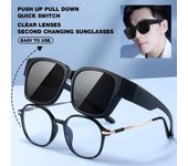 Gafas de sol de moda no polarizadas que cubren la miopía, gafas graduadas, gafas de sol cuadradas portátiles para hombres, gafas de conducción para pescar vintage