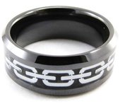 Anillo de hombre 'Peaceful' acero rutenio 52 negro