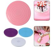 Plato giratorio para tartas, juego de herramientas para hornear en la cocina, accesorios de decoración, molde para bricolaje, mesa giratoria estable antideslizante redonda para tartas color rosa